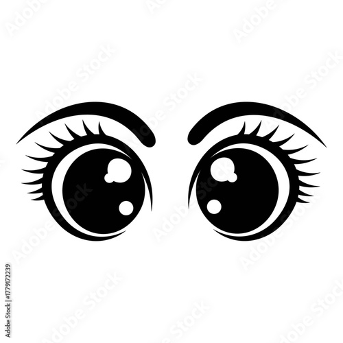 Cute Cartoon Eyes with Long Eyelashes