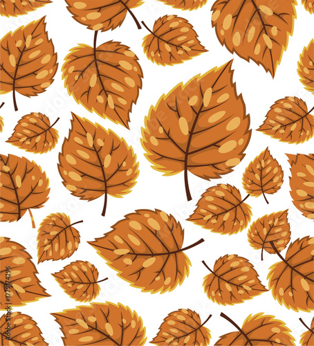 Autumn leaves vector seamless pattern on transparent background, leaf print design
