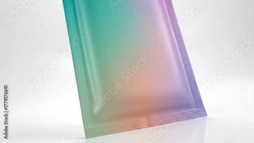 Holographic Foil Pouch Packaging Mockup on White Background for Product Presentation.