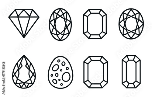 Black shaded geometric gemstone outlines on gradient background