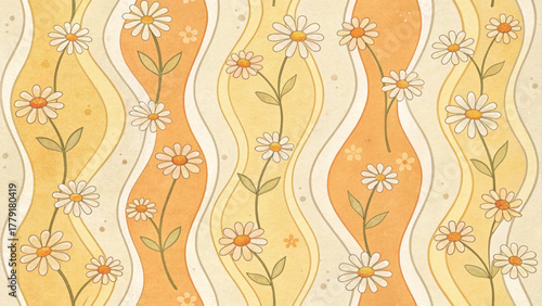 pastel vintage floral pattern background soft hand painted watercolor texture Vector
