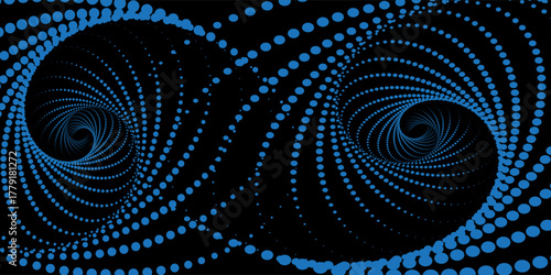 3D blue techno background. Big data visualization on dark space with dotted lines shape effect decoration. Modern graphic design element dots circle style concept for flyer, card, or brochure cover