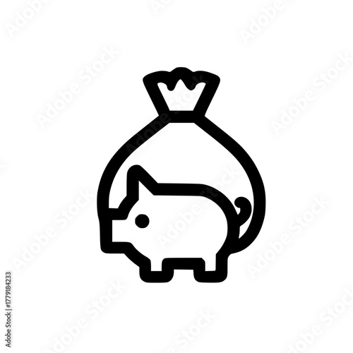 Pig in Sack Icon Depicting Farming Symbol Livestock Trade and Agricultural Market Concept