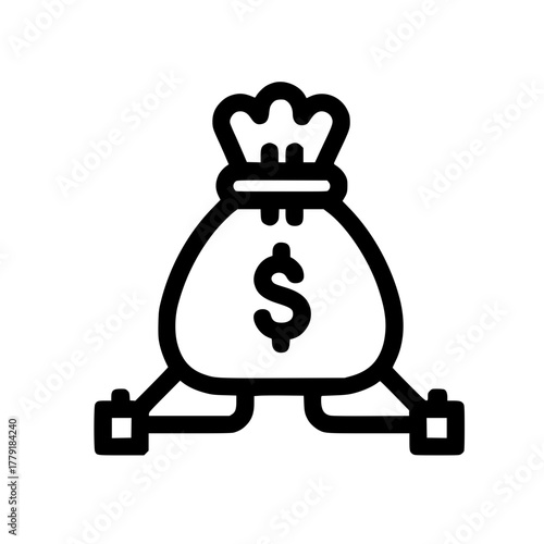 Dollar Icon on Sack Representing Money Bag Symbol of Finance Wealth and Business Success