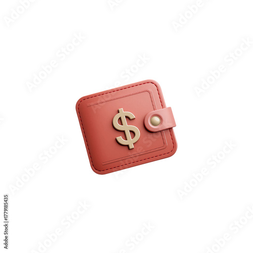  Red Wallet Icon with Dollar Symbol