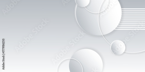 Abstract gray background with white circle simple. overlap layer on bright space with lines studio art simple good nice. Digital future technology concept simple art modern design vector background. 