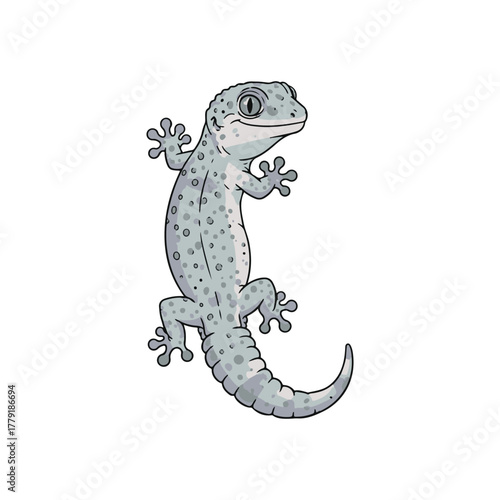 Cute Kawaii Gecko Climbing with Smooth Shiny Skin and Pastel Colors