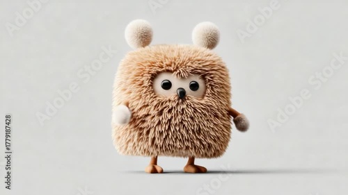 Cute fluffy character dances happily in colorful background showcasing fun and creativity