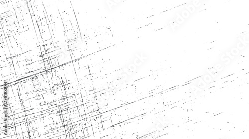 Abstract distressed grunge texture with random dark gray lines and dots on a white background vector