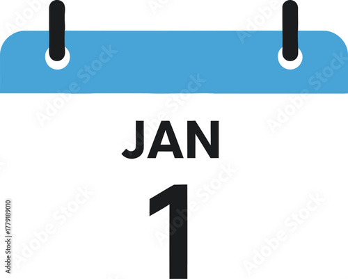 Calendariconshowingjanuary1isolatedonwhitebackgroundfornewyear