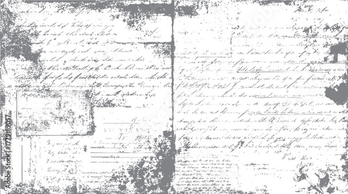 Distressed vintage handwritten document with faded script and textured grunge overlay paper