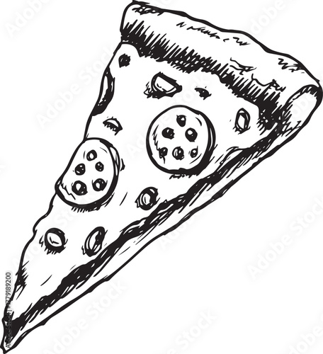 Hand drawn slice of pizza vector illustration