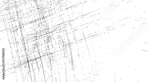 Abstract distressed grunge overlay texture with random grey lines and dots on white background vector