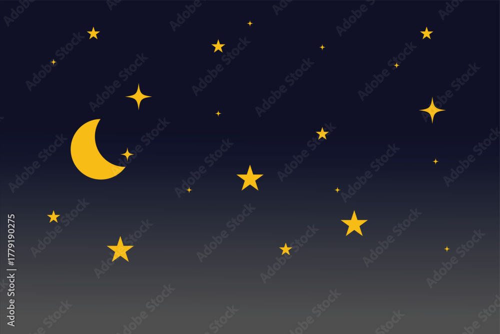 Fototapeta premium night sky background, picture image icon, night sky with moon, moon and sky icon, moon and cloud icon vector, vector illustration.