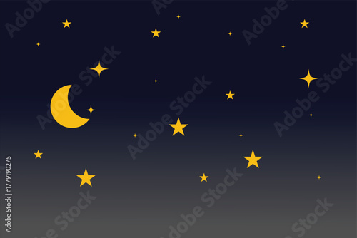 night sky background, picture image icon, night sky with moon, moon and sky icon, moon and cloud icon vector, vector illustration.