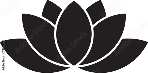 Black silhouette of a lotus flower with white outlines vector 1