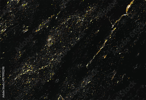Dark textured background with scattered gold and white flecks and a prominent diagonal golden vein abstract