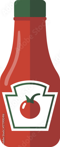 Ketchup bottle illustration vector graphic condiment sauce tomato food design product
