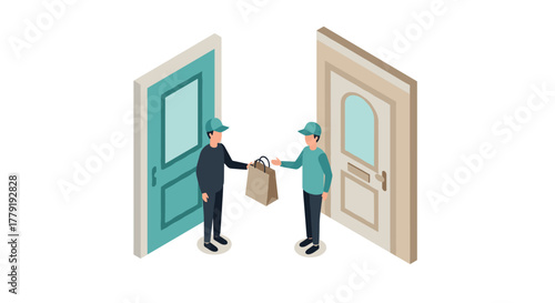 Contactless delivery service with safe package exchange between neighbors