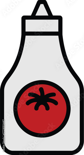 Ketchup bottle vector icon illustration condiment tomato sauce graphic symbol design art