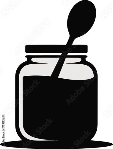 Illustration of jar with spoon inside for food preservation and canning methods guide