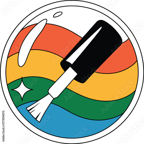 Nail polish manicure beauty salon art design illustration colorful rainbow circle