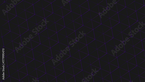 Dark, abstract background with a subtle purple geometric wireframe pattern.