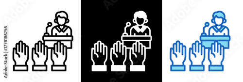 Political Pluralism whiteblack icon