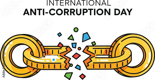 International Anti-Corruption Day with broken chain