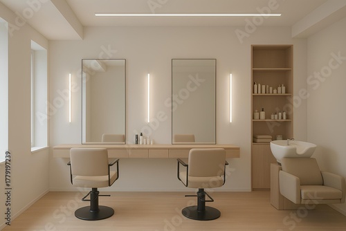 Modern beauty salon interior with minimalist design
