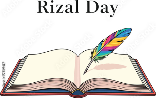 Rizal day with open book and feather pen
