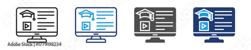online course icon set multiple style