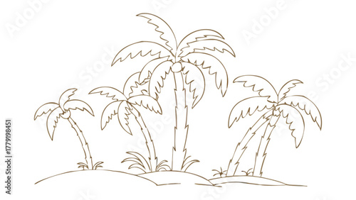 Island Palms Silhouette: A serene tropical scene featuring silhouetted palm trees standing on a small island. evoke a sense of peace and relaxation, with gentle waves lapping against the shore.