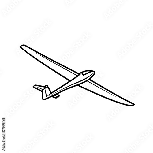 Glider airplane drawing for aviation enthusiasts and soaring hobbyists simple line art vector illustration
