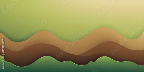 Abstract green vector illustration with wavy lines and light summer colors resembling a natural landscape