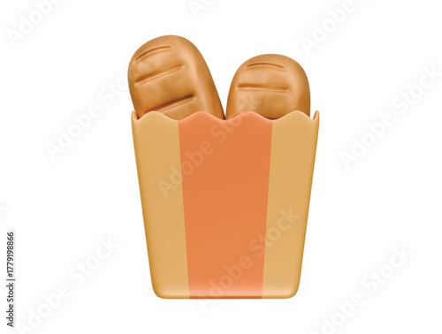 loaf bread wrap icon 3d illustration render