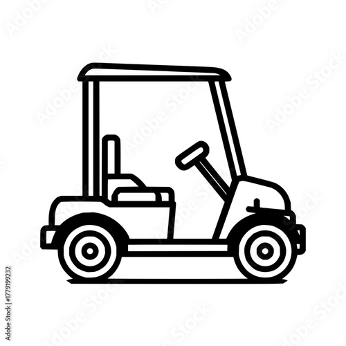 Golf cart vector illustration for golf course transportation and recreational vehicle design element use