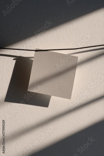 A white wall with a shadow of a square on it
