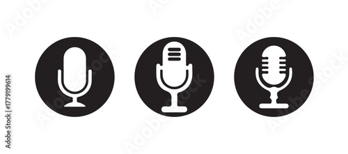 Elegant Voice Recording and Podcast Microphone Icons Modern Audio Symbol Collection for Designers, Vector illustration EPS 10.