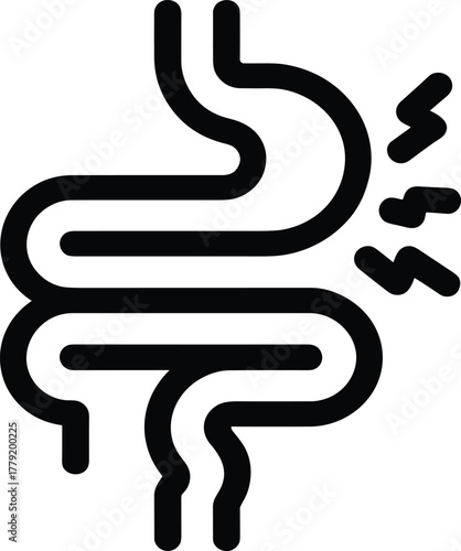 Bellyache digest icon abdomen aliment therapy tract relief medicine bowel health