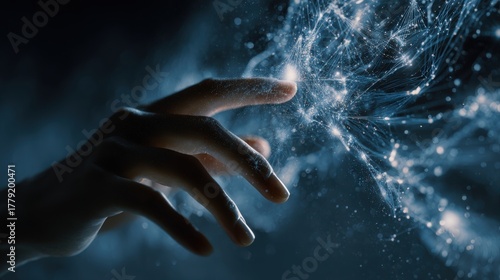 Woman hand touching The metaverse universe,Digital transformation conceptual for next generation technology era.