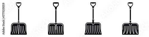 Snow Shovel Vector Illustration Set – Winter Tool Silhouette, Cold Weather Equipment, Outdoor Snow Removal Icon, Seasonal Work Utility, and Frosty Winter Cleanup Design Art
