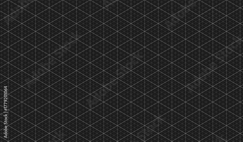 Isometric millimetr graf gride paper on black background. Abstract geometric pattern for engineering, 3D drawing, architecture, math design, scale measurement and technical vector illustration