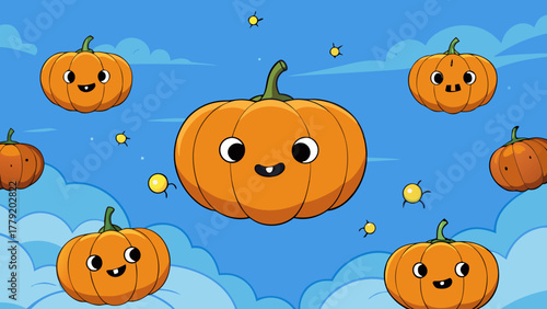 Retro halloween graphic featuring a grinning jack o lantern and bold orange lettering with a vintage groovy aesthetic