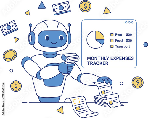 robot with a lot of money