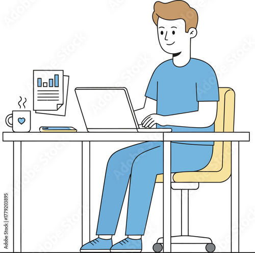 man working on computer