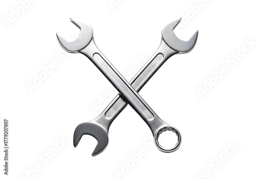 Two crossed wrenches isolated on transparent background