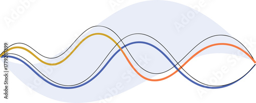 Abstract visualization depicting dynamic, interconnected wavy lines, symbolizing intricate data flow, sound waves, or frequency patterns within a modern digital concept and vibrant aesthetic