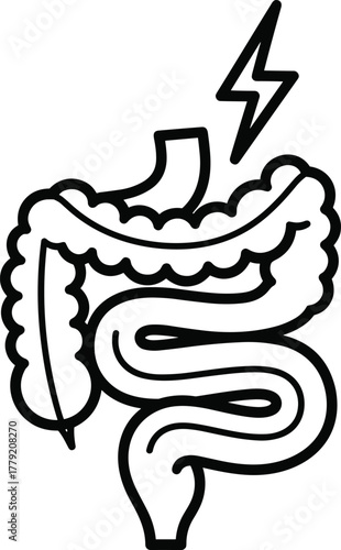 Intestine Digestive Abdomen Ailment Irritation Disorder Pain Remedy Supplement Vector Icon