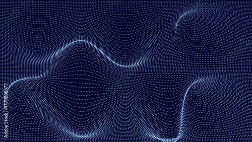 Wavy landscape digital art. Blue abstract topography background